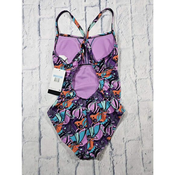 Nike WOMENS SZ M HydraStrong Bulls Ox Printed Purple One Piece Swimsuit Beach - Picture 9 of 13